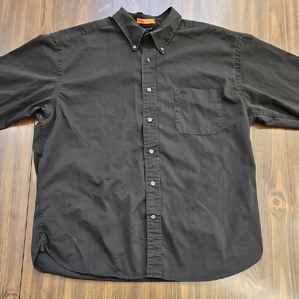 Dockers Men's Black Casual Button-Down Shirt